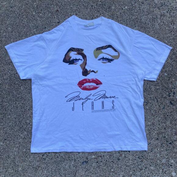 Vintage 90s Marilyn Monroe Jeans 1995 Art T Shirt - Picture 1 of 7